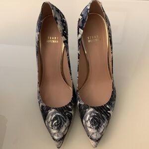Stuart Weitzman Black & White Floral Pumps
